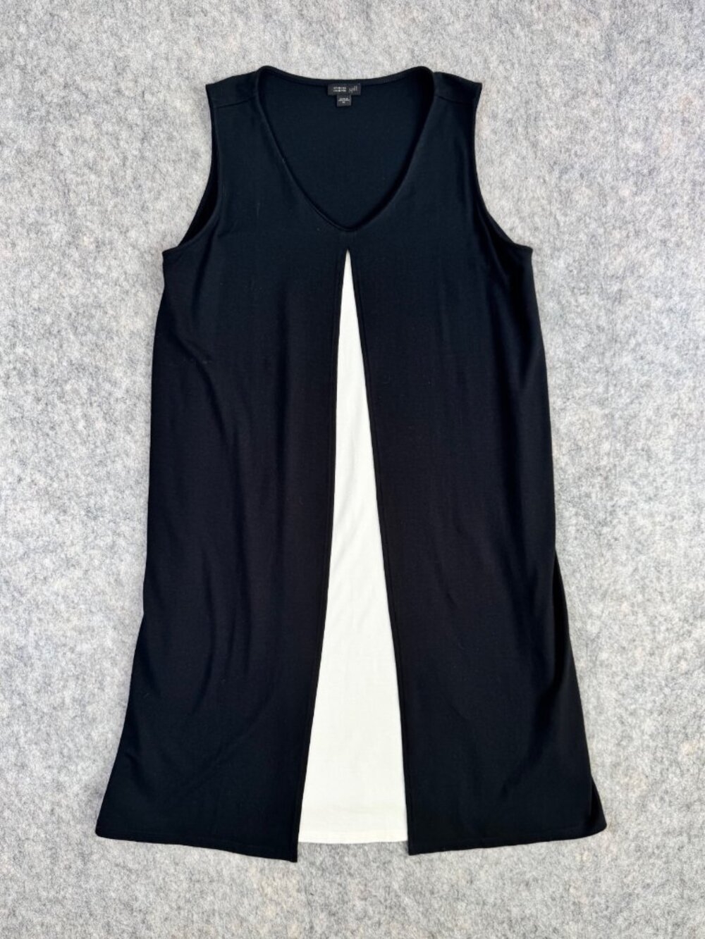 J Jill Wearever Dress Sleeveless Shift Black White Underlay Sz M